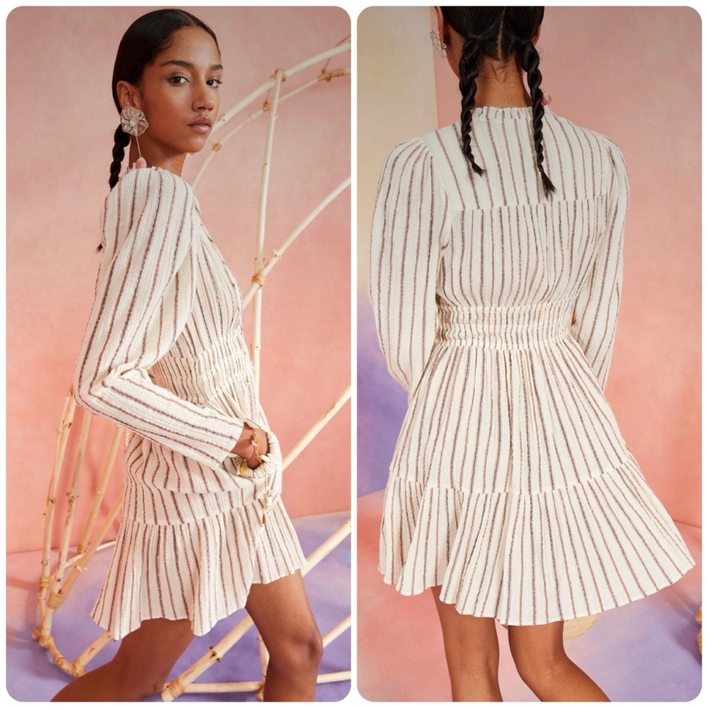 EUC Ulla Johnson Cream Striped Rosalind Mini Dress - Picture 3 of 17